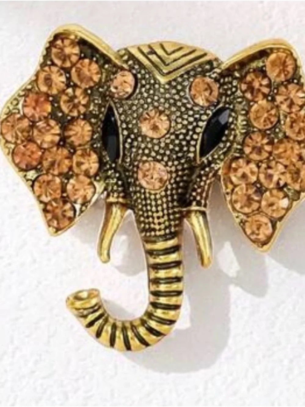 Vintage Gold-Tone Crystal Elephant Brooch Pin